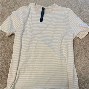 Lululemon Men's Striped Crew Neck T-Shirt - Cream/White